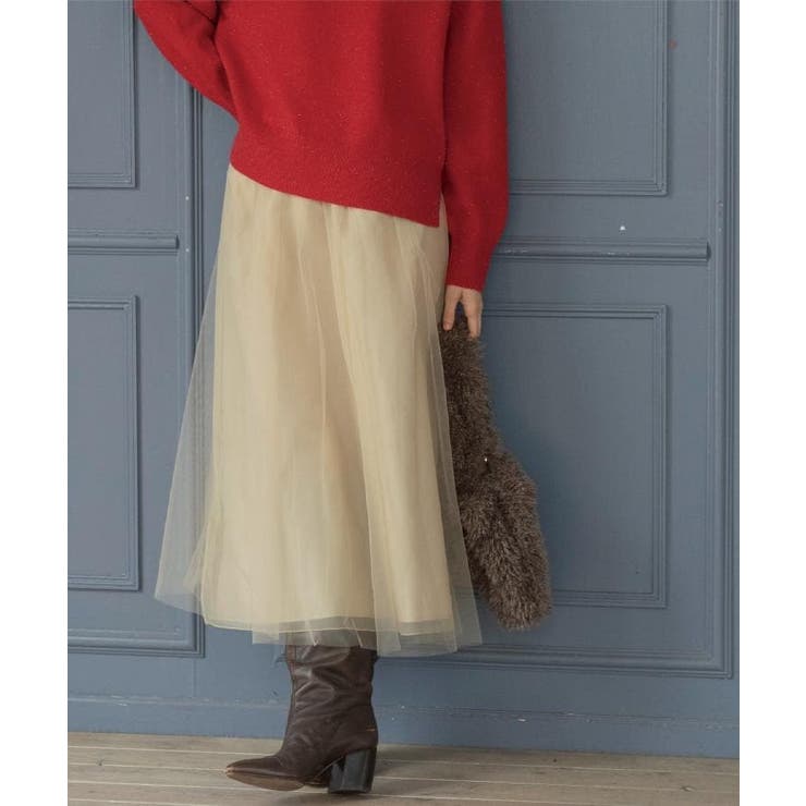 ベージュ(052) | チュールイージーギャザースカート【洗濯機OK】 | OPAQUE.CLIP