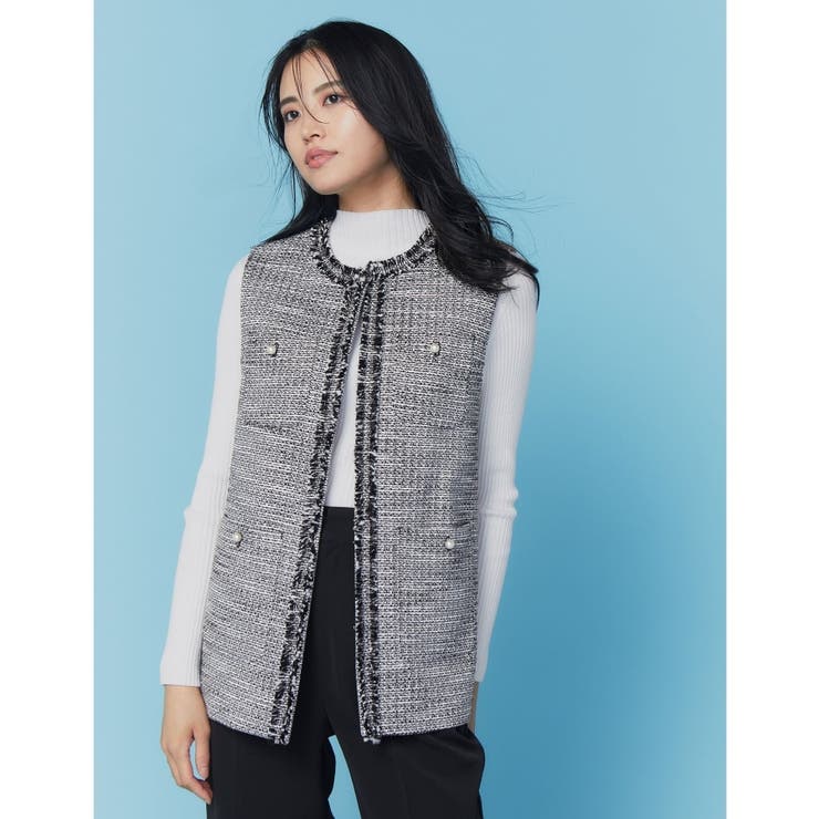 通勤・セレモニー対応》コットンツイードジレ[品番：WRDW0211845