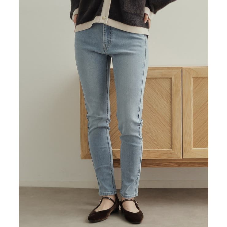 SS-LLsize》ライクラストレッチスキニーデニムパンツ【洗濯機洗い可