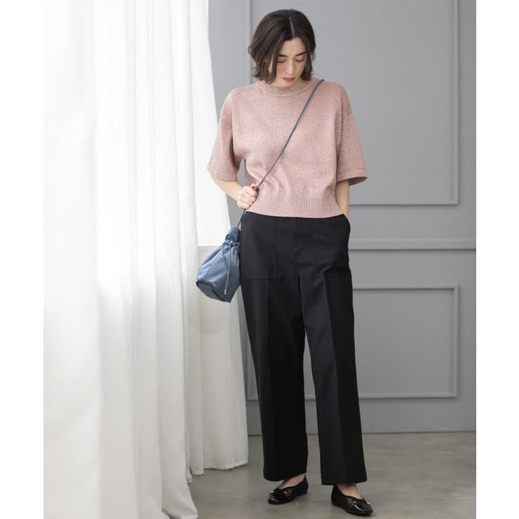 《S-LLサイズ》ストレッチベイカーワイドパンツ【洗濯機洗い可】 | OPAQUE.CLIP | 詳細画像12 