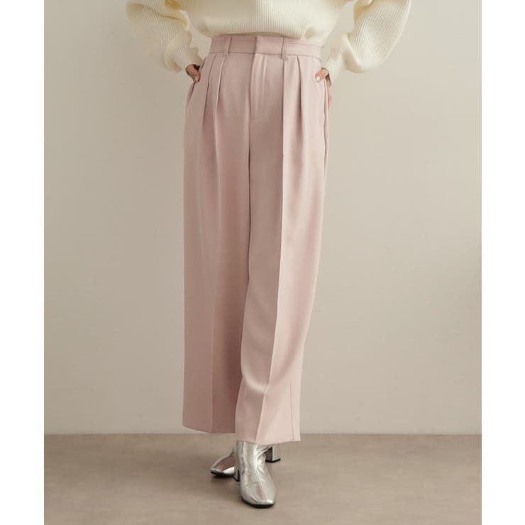 ライトピンク(070) | タックワイドカラーパンツ【洗濯機洗い可】 | OPAQUE.CLIP