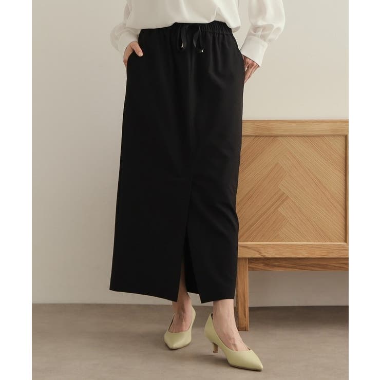 ブラック(019) | ストレッチイージーナロースカート【洗濯機洗い可】 | OPAQUE.CLIP