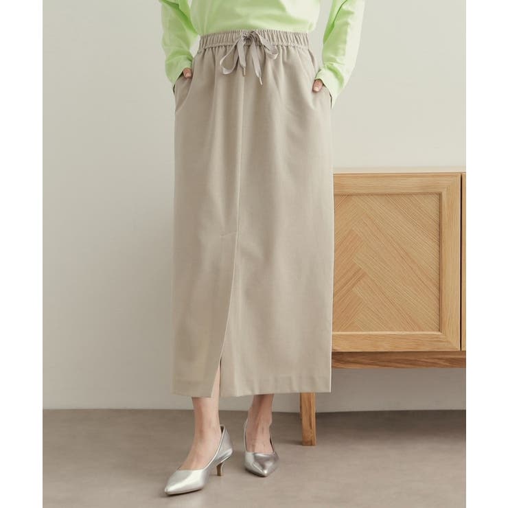 ベージュ(052) | ストレッチイージーナロースカート【洗濯機洗い可】 | OPAQUE.CLIP