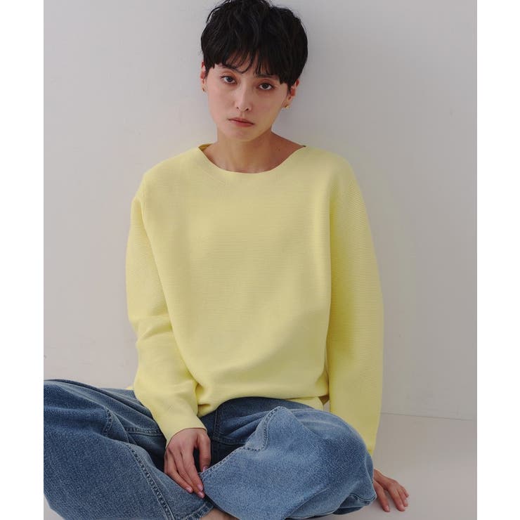 ebure オーガニックコットン ポンチティー イエロー ピュアオーガニックバイオクルーネックカットソー | ebure