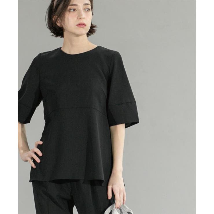 ブラック(019) | ストレッチペプラムブラウス セットアップ対応 | OPAQUE.CLIP