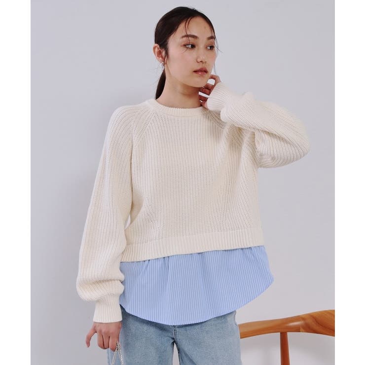 レイヤード風ミドルゲージニット【洗濯機洗い可】 | OPAQUE.CLIP | 詳細画像1 