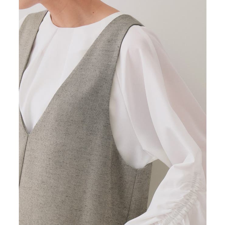 麻混ラメジャンパースカート【洗濯機洗い可】 | OPAQUE.CLIP | 詳細画像13 