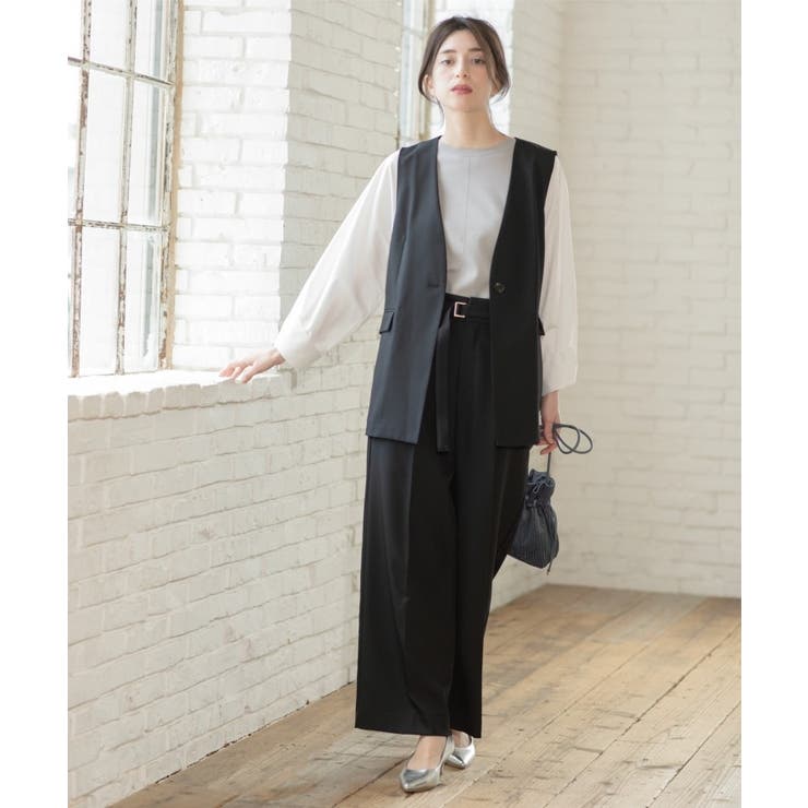 ベルト付きタックワイドパンツ/セットアップ対応【洗濯機洗い可】 | OPAQUE.CLIP | 詳細画像2 