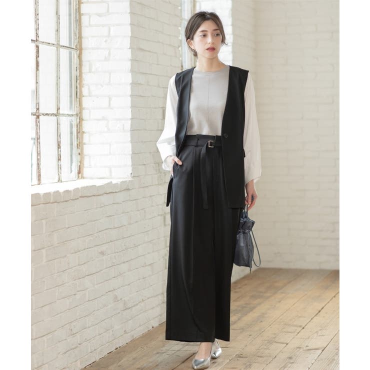 ベルト付きタックワイドパンツ/セットアップ対応【洗濯機洗い可】 | OPAQUE.CLIP | 詳細画像4 