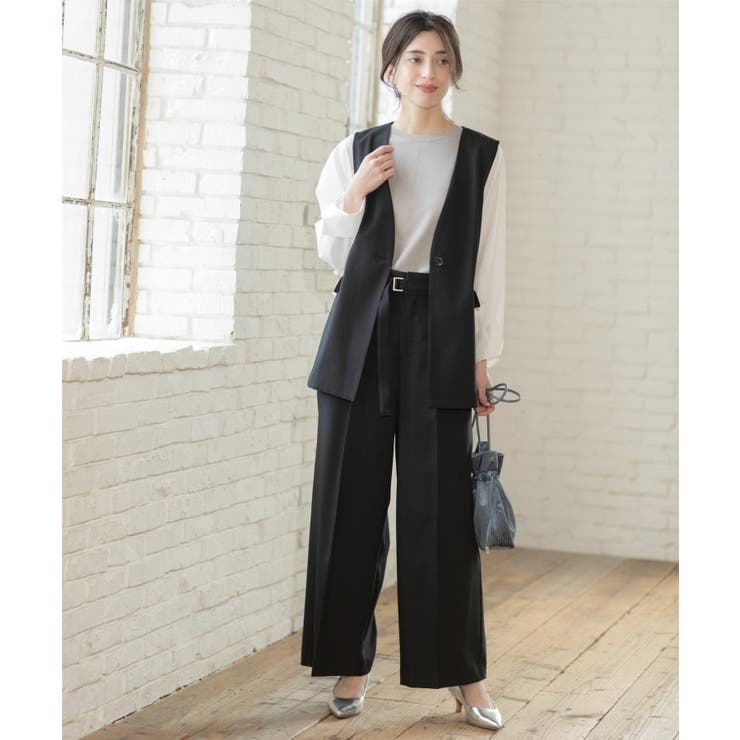 ベルト付きタックワイドパンツ/セットアップ対応【洗濯機洗い可】 | OPAQUE.CLIP | 詳細画像5 