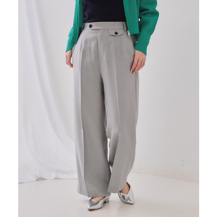 麻混ラメワイドパンツ【洗濯機洗い可】 | OPAQUE.CLIP | 詳細画像1 