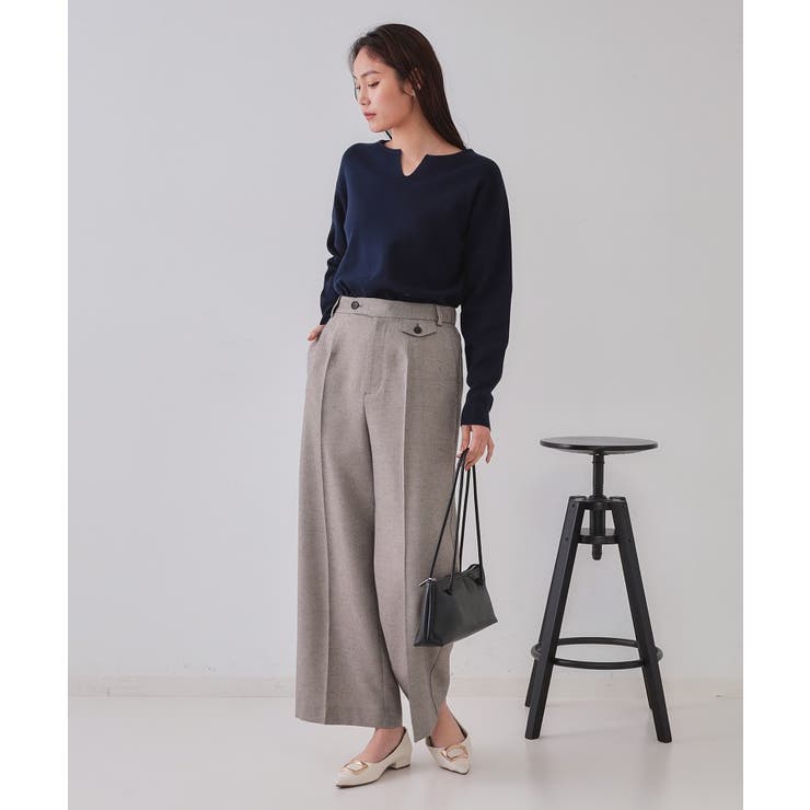 麻混ラメワイドパンツ【洗濯機洗い可】 | OPAQUE.CLIP | 詳細画像6 