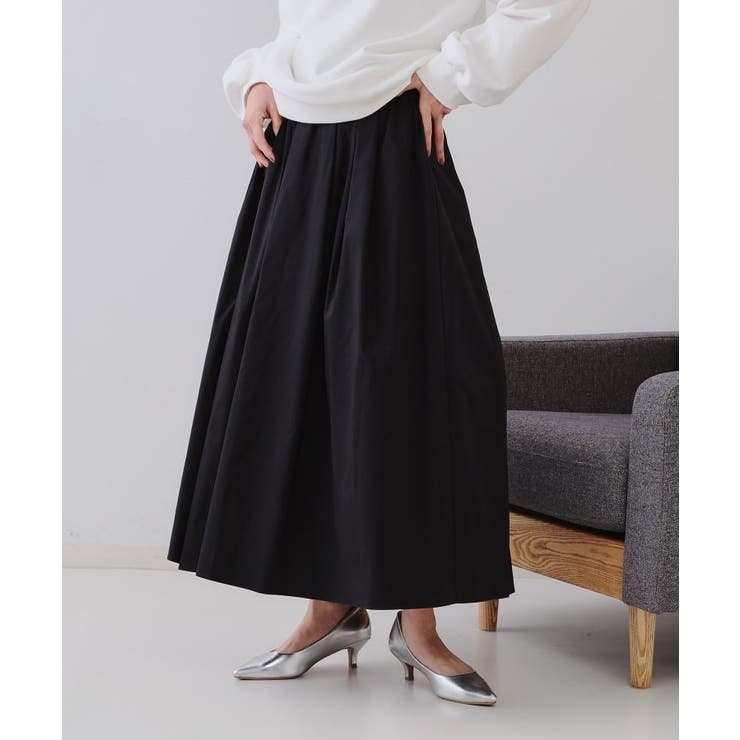 ブラック(019) | イージータックギャザースカート【洗濯機洗い可】 | OPAQUE.CLIP