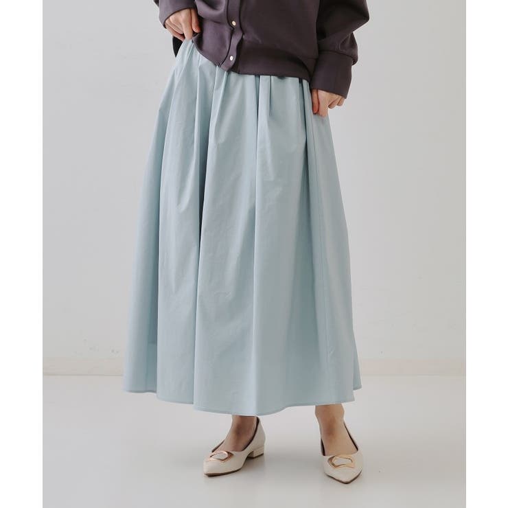 サックスブルー(090) | イージータックギャザースカート【洗濯機洗い可】 | OPAQUE.CLIP