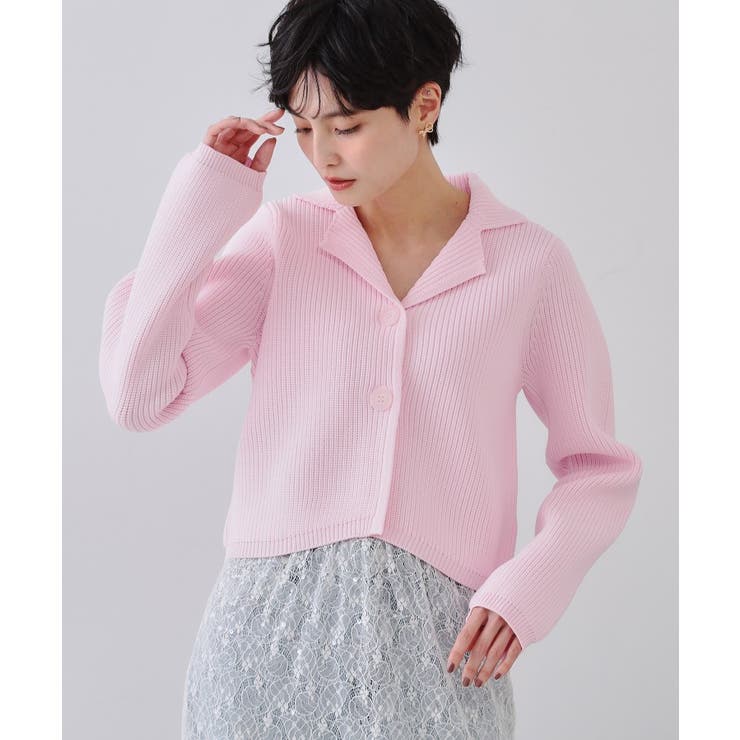 ピンク(072) | ショートニットカーディガン【洗濯機洗い可/抗ピル】 | OPAQUE.CLIP