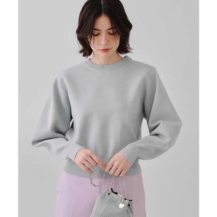 ライトグレー(011) | ラメボリュームスリーブニット【洗濯機洗い可】 | OPAQUE.CLIP