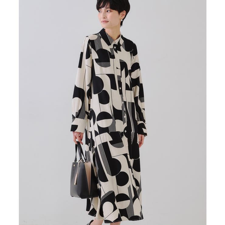 セール 50%OFF】レトロジオメトリックプリントワンピース