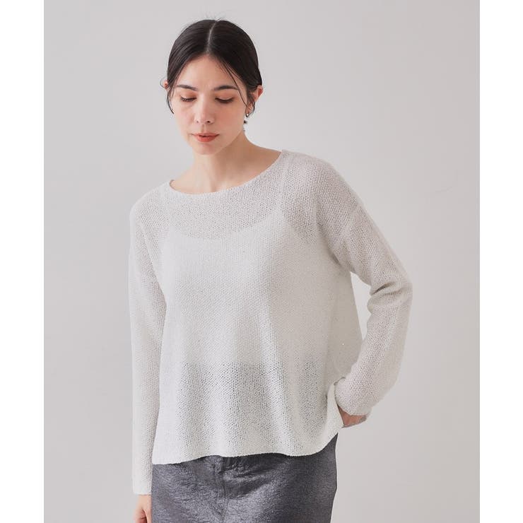 スパンコールボートネックニット【洗濯機洗い可】 | OPAQUE.CLIP | 詳細画像1 