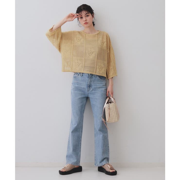 麻混モチーフ柄スカシニット【洗濯機洗い可】 | OPAQUE.CLIP | 詳細画像11 