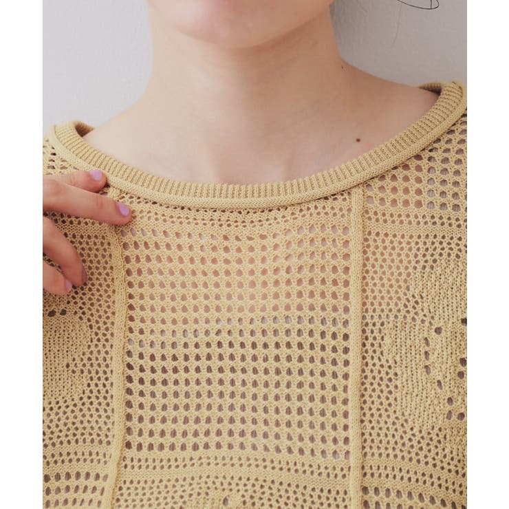 麻混モチーフ柄スカシニット【洗濯機洗い可】 | OPAQUE.CLIP | 詳細画像16 