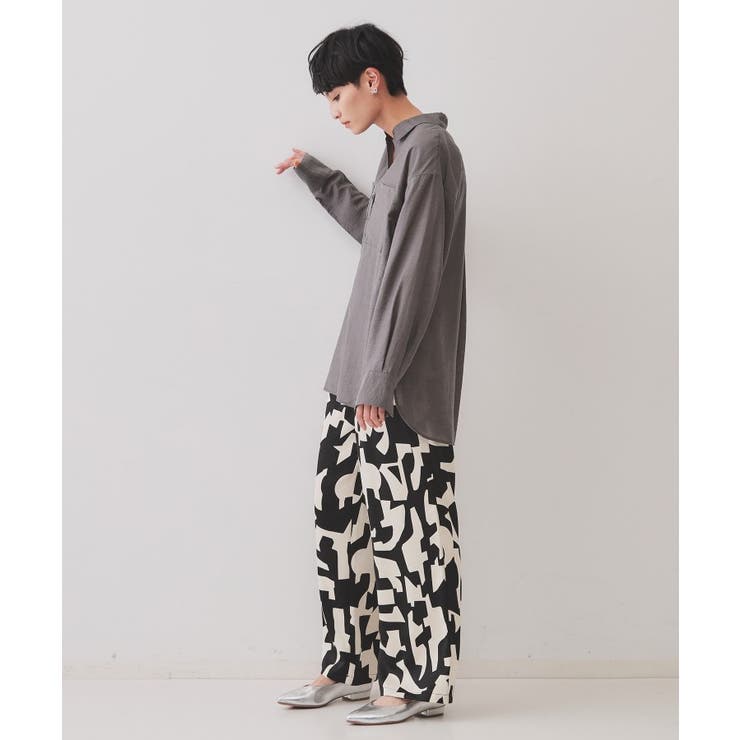 幾何プリントイージーワイドパンツ【洗濯機洗い可】 | OPAQUE.CLIP | 詳細画像3 