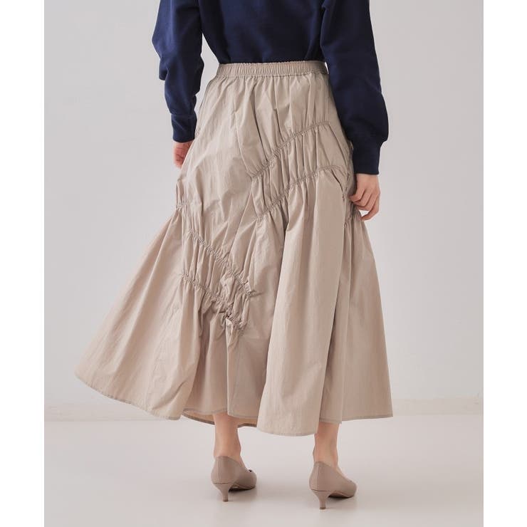 シャーリングアシメフレアスカート【洗濯機洗い可】 | OPAQUE.CLIP | 詳細画像11 