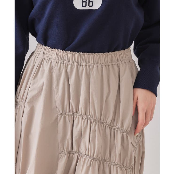 シャーリングアシメフレアスカート【洗濯機洗い可】 | OPAQUE.CLIP | 詳細画像12 