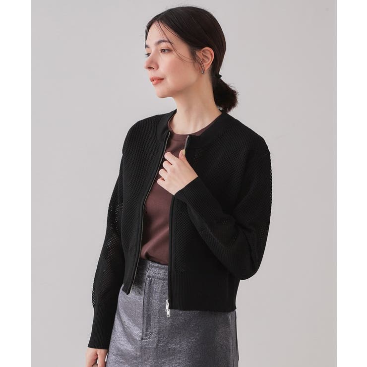 メッシュZIPニットカーディガン【洗濯機洗い可】 | OPAQUE.CLIP | 詳細画像5 