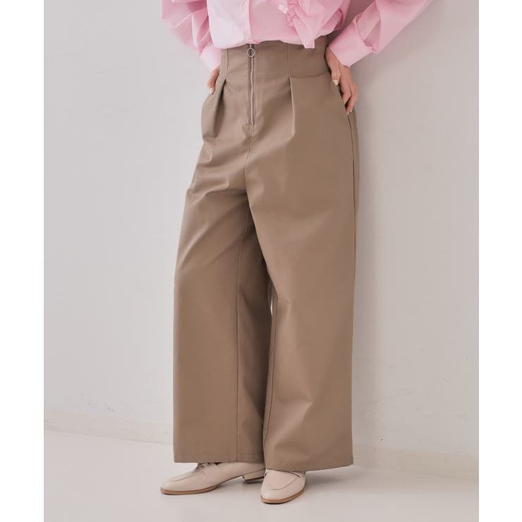 ハイウエストフロントZIPワイドパンツ【洗濯機洗い可】 | OPAQUE.CLIP | 詳細画像1 