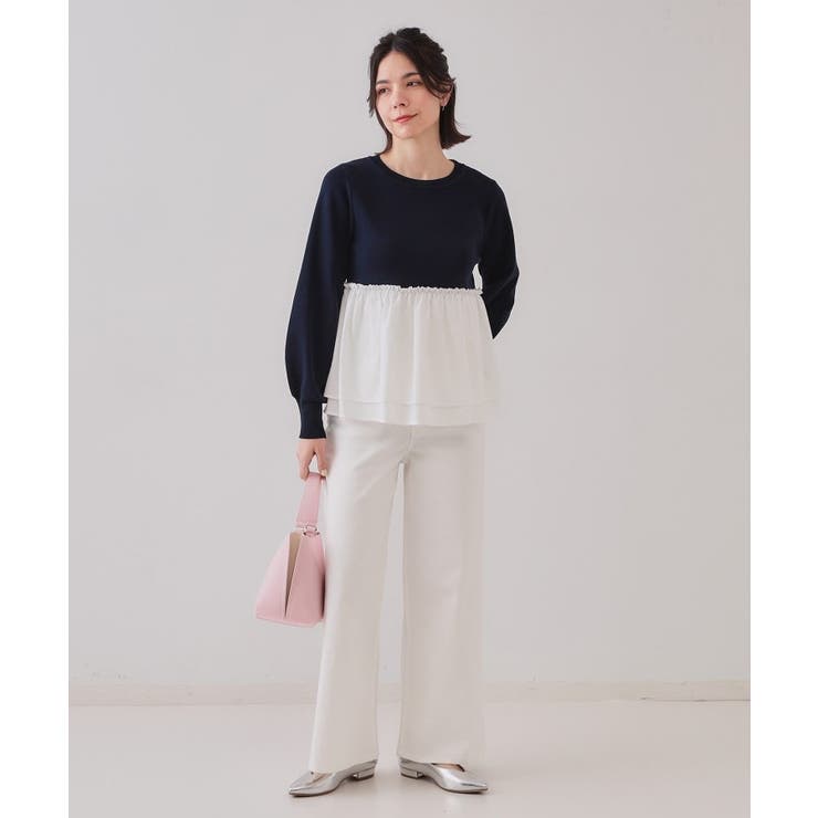 配色ペプラムドッキングニット【洗濯機洗い可】 | OPAQUE.CLIP | 詳細画像10 