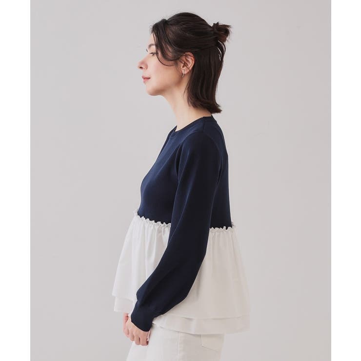 配色ペプラムドッキングニット【洗濯機洗い可】 | OPAQUE.CLIP | 詳細画像14 