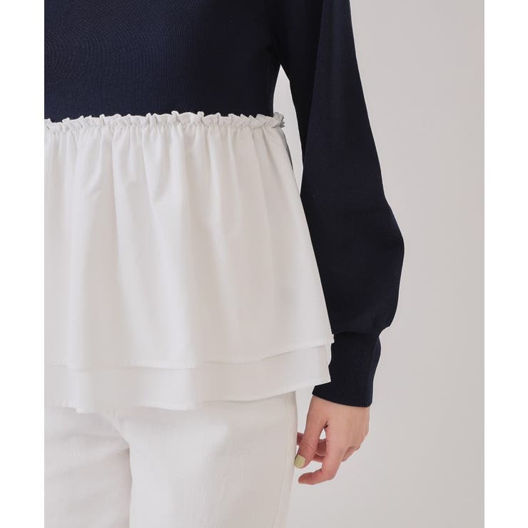 配色ペプラムドッキングニット【洗濯機洗い可】 | OPAQUE.CLIP | 詳細画像18 