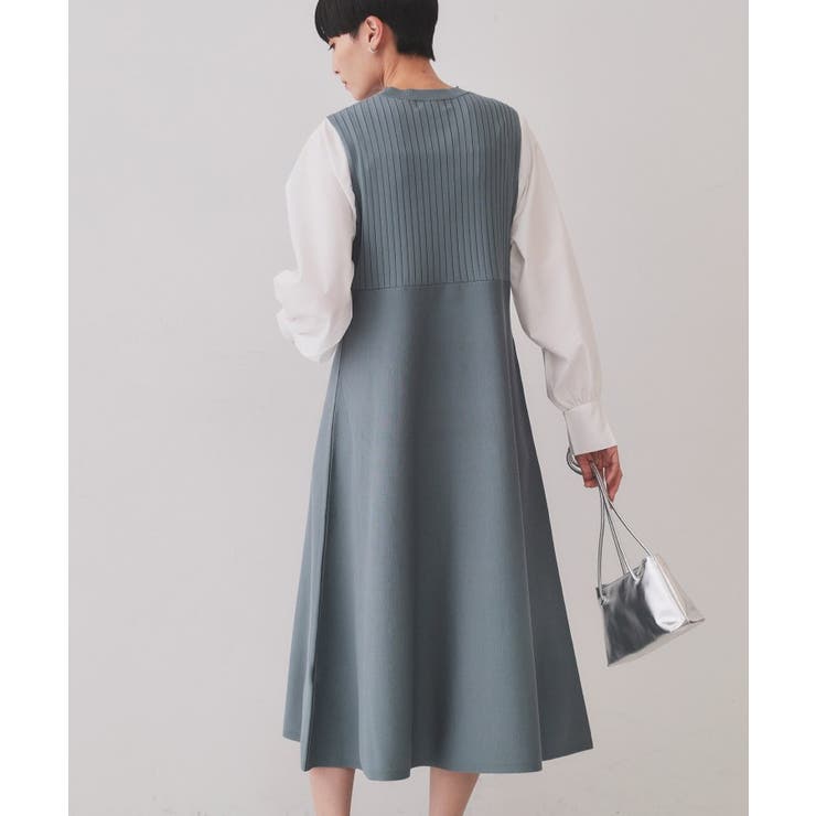 フハクスリーブドッキングニットワンピース【洗濯機洗い可/抗ピル】 | OPAQUE.CLIP | 詳細画像1 