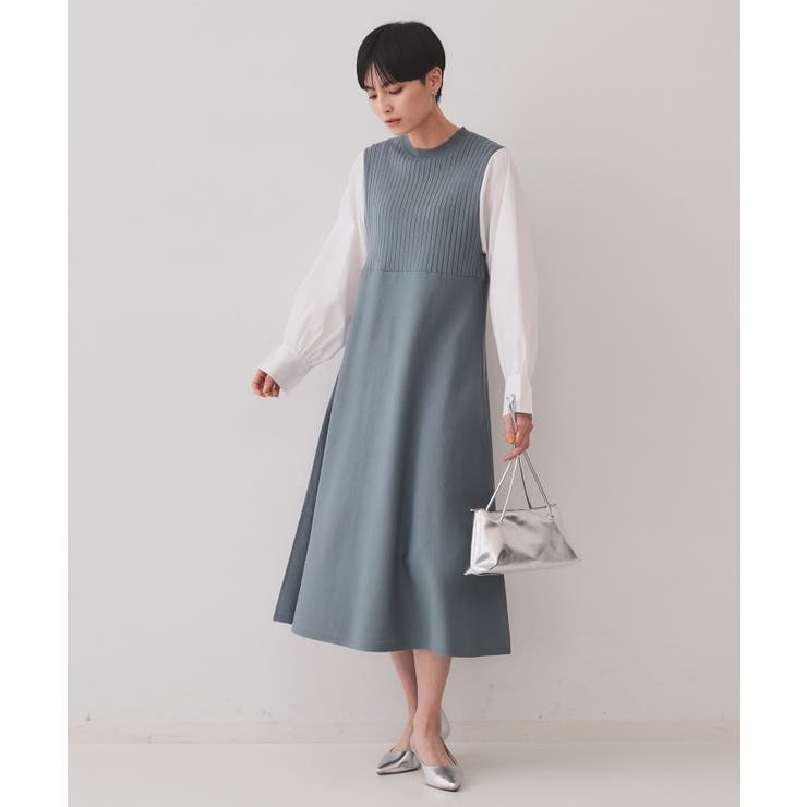 フハクスリーブドッキングニットワンピース【洗濯機洗い可/抗ピル】 | OPAQUE.CLIP | 詳細画像2 