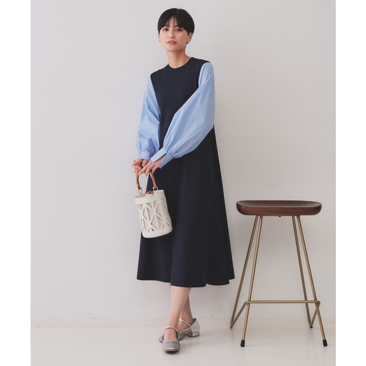 フハクスリーブドッキングニットワンピース【洗濯機洗い可/抗ピル】 | OPAQUE.CLIP | 詳細画像10 