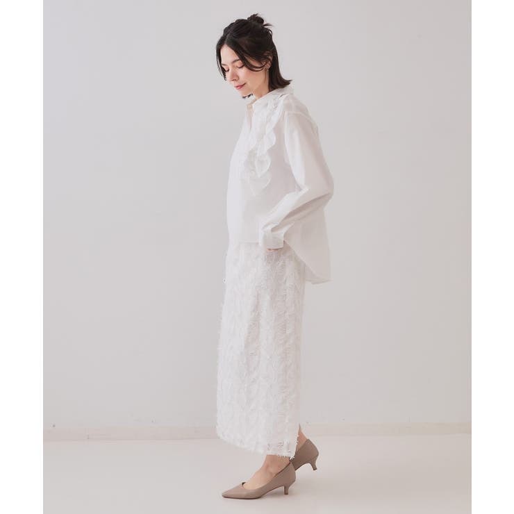 《andGIRL掲載》立体モチーフレースタイトスカート【洗濯機洗い可】 | OPAQUE.CLIP | 詳細画像3 