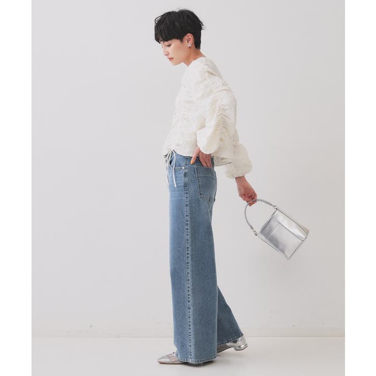 ふくれジャカードシャーリングデザインブラウス【洗濯機洗い可】 | OPAQUE.CLIP | 詳細画像4 