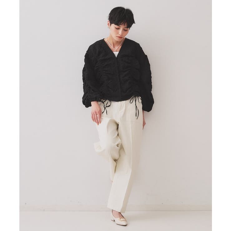 ふくれジャカードシャーリングデザインブラウス【洗濯機洗い可】 | OPAQUE.CLIP | 詳細画像7 