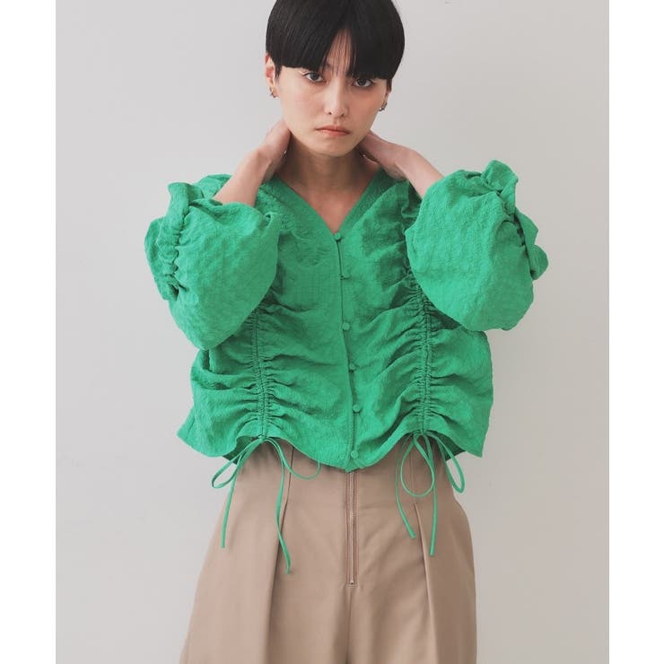 ふくれジャカードシャーリングデザインブラウス【洗濯機洗い可】 | OPAQUE.CLIP | 詳細画像10 