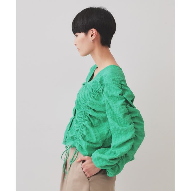 ふくれジャカードシャーリングデザインブラウス【洗濯機洗い可】 | OPAQUE.CLIP | 詳細画像14 