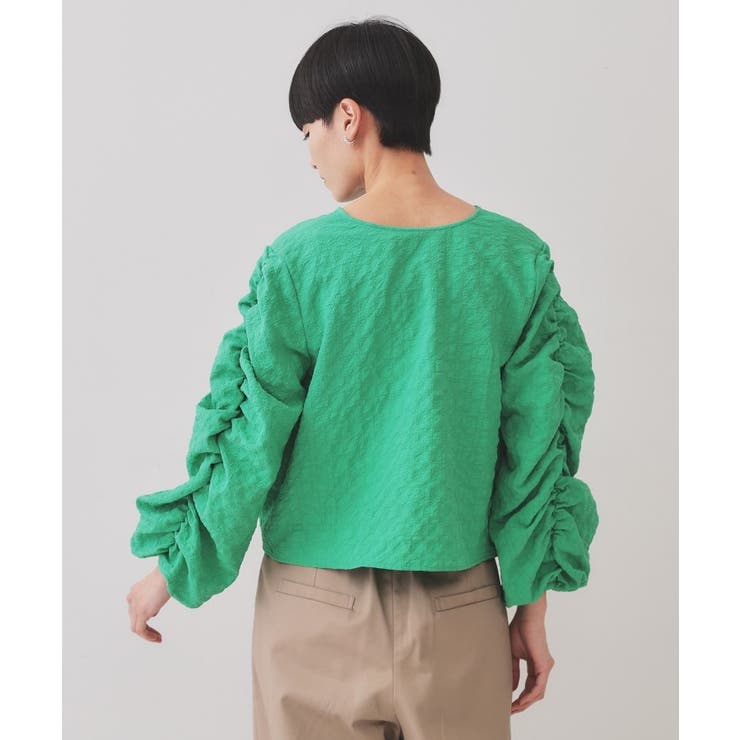 ふくれジャカードシャーリングデザインブラウス【洗濯機洗い可】 | OPAQUE.CLIP | 詳細画像15 