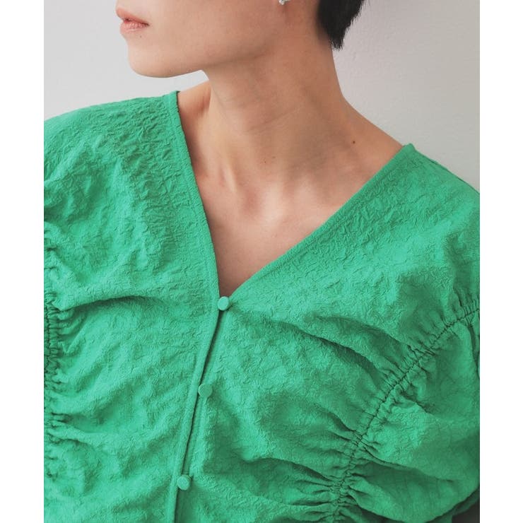 ふくれジャカードシャーリングデザインブラウス【洗濯機洗い可】 | OPAQUE.CLIP | 詳細画像16 