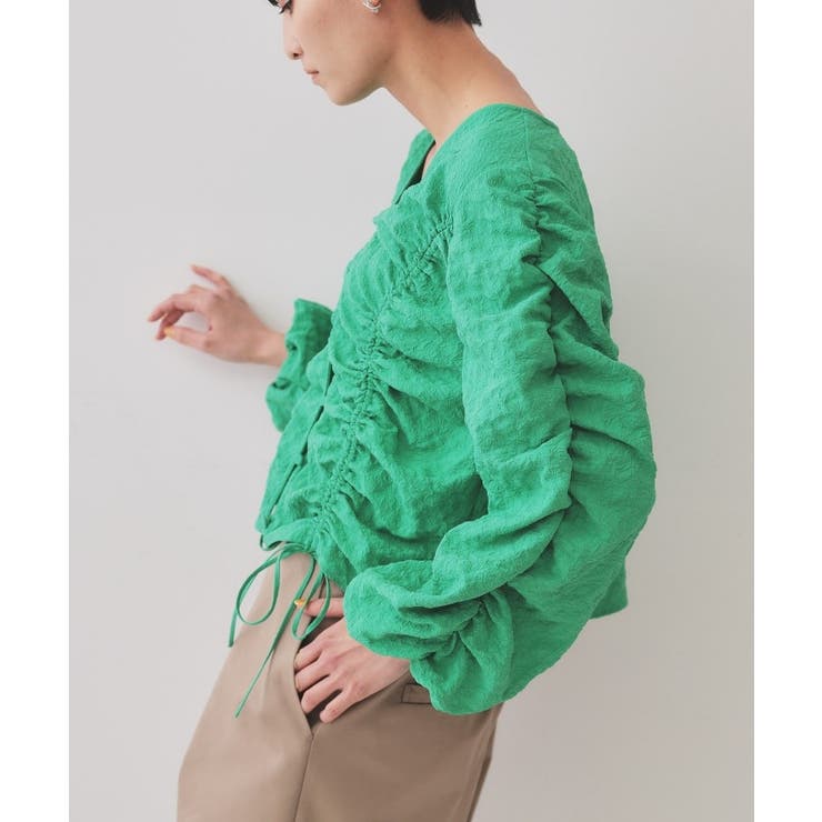 ふくれジャカードシャーリングデザインブラウス【洗濯機洗い可】 | OPAQUE.CLIP | 詳細画像17 