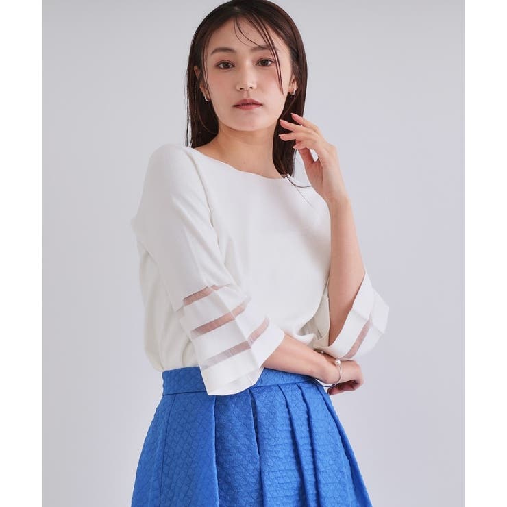 《6色展開》シアーボーダーフレアスリーブニット【洗濯機洗い可】 | OPAQUE.CLIP | 詳細画像37