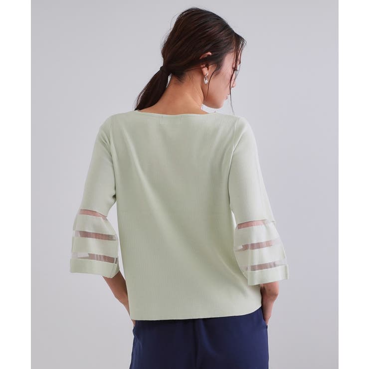 《6色展開》シアーボーダーフレアスリーブニット【洗濯機洗い可】 | OPAQUE.CLIP | 詳細画像49