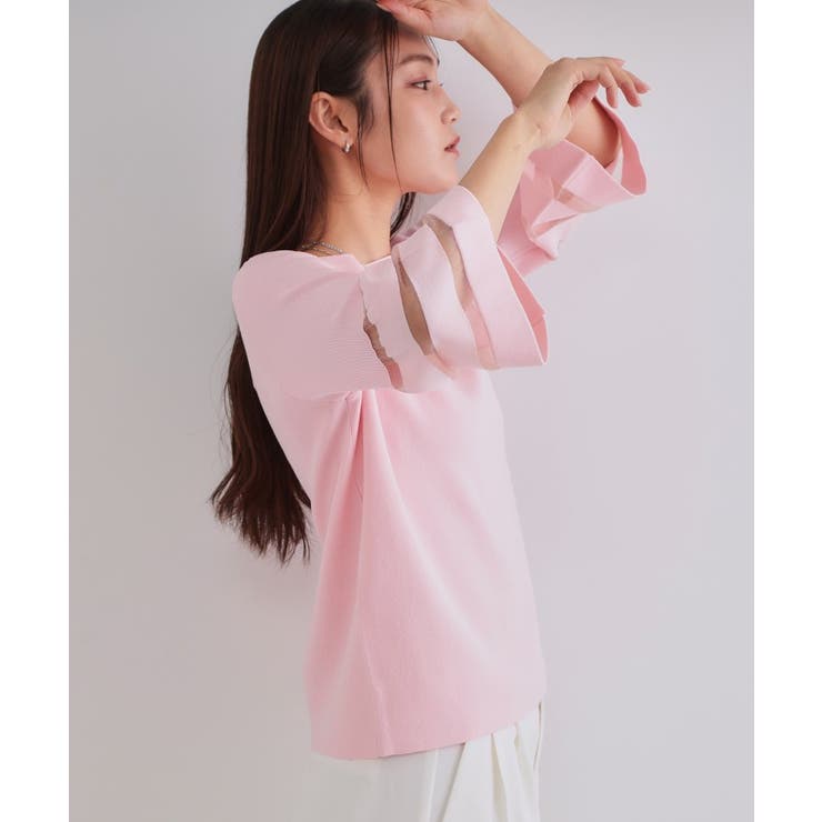 《6色展開》シアーボーダーフレアスリーブニット【洗濯機洗い可】 | OPAQUE.CLIP | 詳細画像54