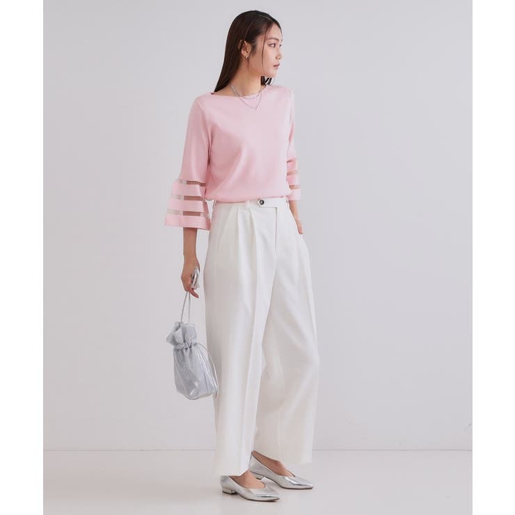 《6色展開》シアーボーダーフレアスリーブニット【洗濯機洗い可】 | OPAQUE.CLIP | 詳細画像55