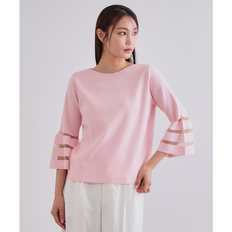 《6色展開》シアーボーダーフレアスリーブニット【洗濯機洗い可】 | OPAQUE.CLIP | 詳細画像62