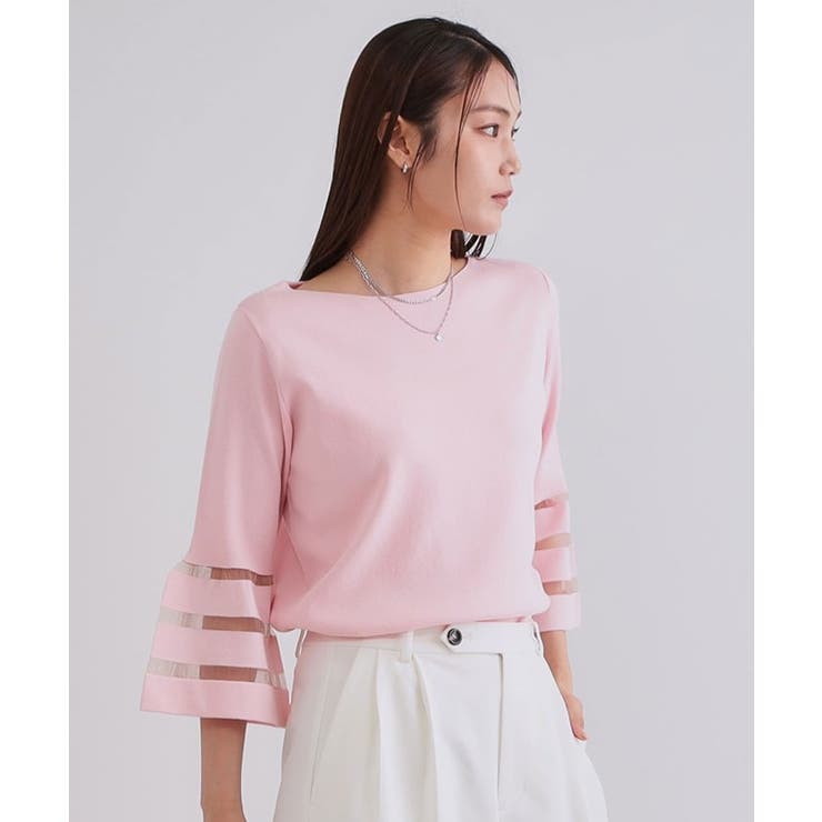 《6色展開》シアーボーダーフレアスリーブニット【洗濯機洗い可】 | OPAQUE.CLIP | 詳細画像53