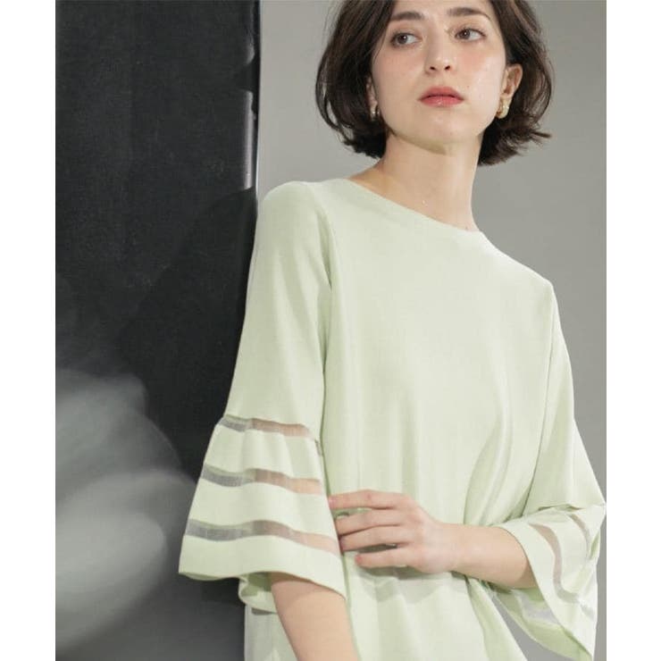 《6色展開》シアーボーダーフレアスリーブニット【洗濯機洗い可】 | OPAQUE.CLIP | 詳細画像4